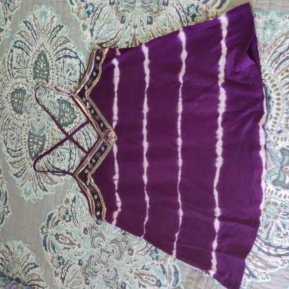 Tie Dye Beaded Express Purple Tank - Picture 2 of 6